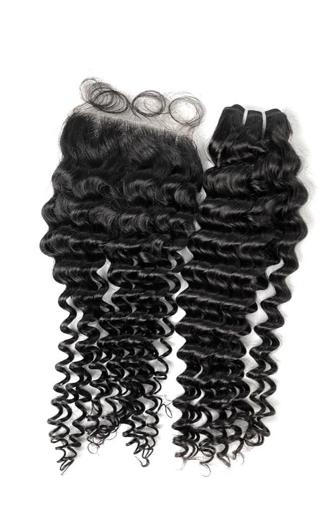 Raw Cambodian Bora Curl 4*4 closure+Bundles Cuticles Aligned - Image 4