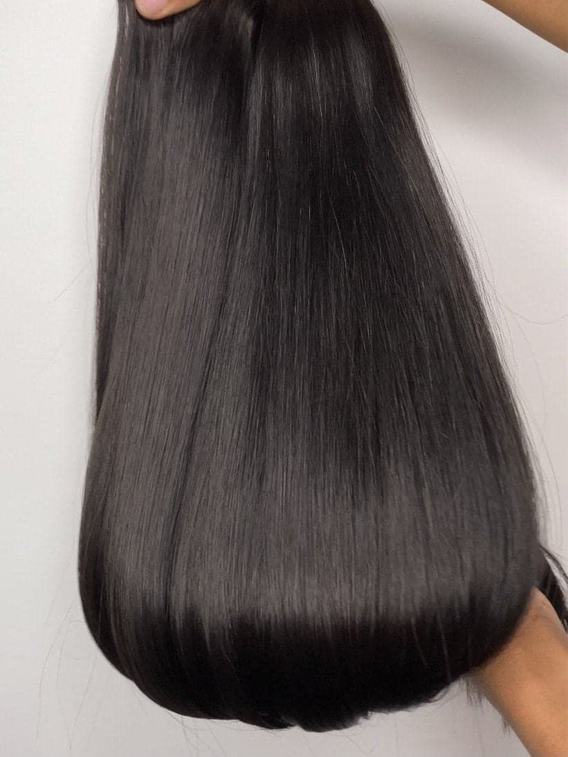 Raw Myanmar Silky Straight Hair Bundles +13*4 Frontal Align Cuticles - Image 3