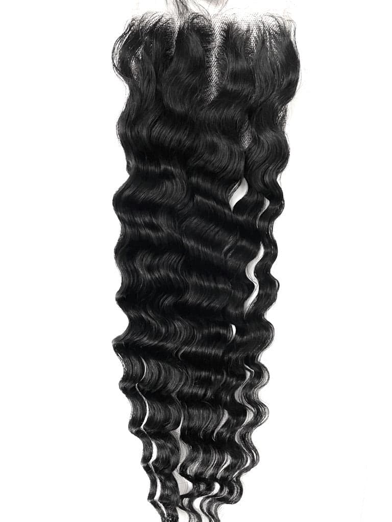 5*5 Wimbi Wave Closure 100% Raw Cambodian  Hair Cuticle Aligned - Image 1