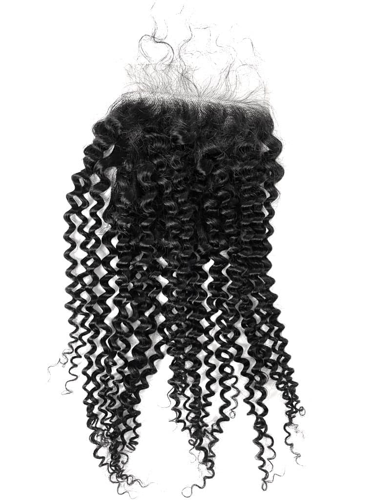 4*4 Taji Kinky Closure 100% Raw Cambodian  Hair Cuticle Aligned - Image 1